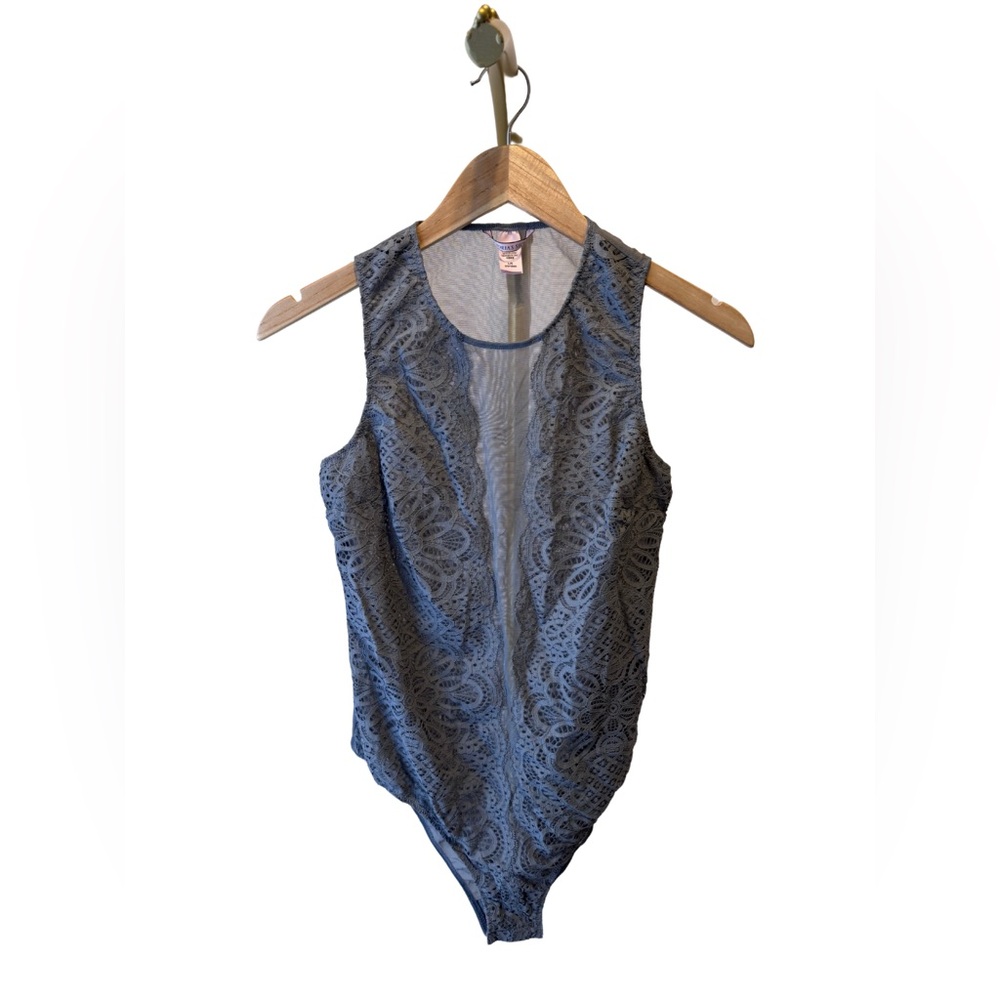 Victorias Secret Gray Lace Mesh Teddy Bodysuit